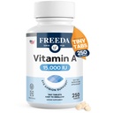 Freeda Vitamina A 15,000 UI – Retinil Palmitate – Vegan, Kosher, Sem peixes – Olho, Visão, Imune e suporte da pele – Pequenos comprimidos fáceis de engolir – VIT A Vitamina A Suplemento – 250 comprimidos