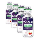 ZzzQuil, Ajuda para o sono à noite líquido, livre de álcool e corantes artificiais, 50 mg de difenidramina HCl, marca de ajuda para o sono No1, queda dormindo rápido, não-habit formando, acalmando sabor de berry, 12 FL OZ (Pacote de 4)