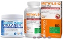 Bronson Marine Colágeno Peptídeos Proteína Hidrolisada Pó + Metil B12 5000 mcg Vitamina B12 Metilcobalamina
