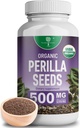 Extrato Orgânico de Sementes de Perilla com Ácido Rosmarínico 9% - USDA Certified - Alergia Relief, Respiratório e Immunity Booster- Th2 Cytokines, Naturalmente Ocorrendo Luteolin - 500mg 90 cápsulas