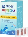 OMOGS Crianças DHA Blueberry Gummies aromatizado, com Lutein, Omega-3 & Vitamina C Algas DHA, para a saúde dos olhos, Saúde do cérebro & Imunidade saudável, Glúten livre, Vegan, 60 Gummies.