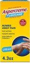 Aspercreme Lidocaína Creme de alívio da dor acalma nervos agravados, entorpecente analgésico tópico com Max-Forte 4% Lidocaína & Hidratante Aloe, 4.3 Oz.