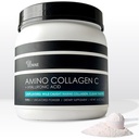 Amino Colágeno C com Ácido Hialurónico (60 Servings   16 oz   456g) - Peptídeos de Colágeno Marinho Não-GMO - Pó Hidrolisado - Sem sabor - Sem Açúcar - Para Pele Firme, Hidratação, Juntas Saudáveis e Gut.