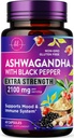Ashwagandha 2,100 mg - Suplementos Ashwagandha para Mulheres em Cápsulas Veggie com Pó e Extrato de Raiz, Pimenta Preta para Alta Absorção, Planta Baseada, Não-GMO, Engarrafada nos EUA - 60 Cápsulas Veggie