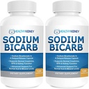 Bicarbonato de sódio 650mg Cápsulas de liberação tardia para apoiar a função renal normal e suplemento renal. Bicarbonato de sódio para alívio ácido, alcalinidade 120 comprimidos 2-Pack