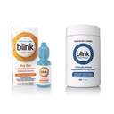 Pisque gotas de olho para olhos secos, triplo cuidado lubrificante gotas de olho, instantaneamente acalmando, hidratando + Blink NutriTears clinicamente comprovada Suplemento para olhos secos, 50 Softgels