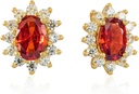 14K ouro amarelo banhado 925 Sterling prata vermelho zirconia brincos para mulheres