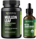 NUTRIÇÃO DA HAVASU Cápsulas de Folha de Mullein + Gotas líquidas de Nettle