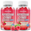 2 Pacote de pastilhas de citrato de potássio, pastilhas de alta Potássio Suplemento 1200mg Suporte Cães Pernas & Muscle Health, pastilhas de potássio para adultos e crianças, Vegan, Framboesa Flavor 120 Conde