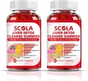 Scola Liver Cleanse Detox & Repair Gummies, Suplemento de suporte de fígado inclui extrato de cardo de leite com silimarina, dente de leão, raiz de chicória, suplementos de saúde do fígado, 120 contagem