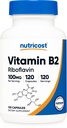 Nutricost Vitamina B2 (Riboflavina) 100mg, 120 cápsulas - Gluten Free e Non-GMO
