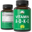 Peak Performance Vitaminas D 5.000 iu + A + K + E Tudo em 1 Fácil de Engolir Cápsula Vegan. ADK Suplemento Vitamina com E D3 K2. Vitaminas essenciais para o humor, imune, osso, visão, coração
