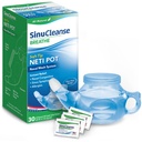 SinuCleanse Soft Tip Neti Pot Sistema de lavagem nasal, alivia o congestionamento nasal devido ao frio e gripe, ar seco, alergias, 30 pacotes salinos All-Natural, Made in USA