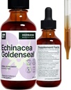 Echinacea e Goldenseal 2 fl oz Extrato líquido - Suplemento de ervas naturais - Gotas de suporte imune - Melhorar o sono