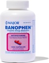 MAJOR Banofen Difenidramina HCI 50 mg Cápsulas - Alívio Temporário dos Sintomas da Febre de Hay e Alergias Respiratórias Superiores - Antihistamínico - Medicina Alergia - 1000 Cápsulas (1-Pack)