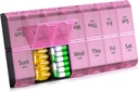 Daviky XL grande organizador de comprimidos por semana 2 vezes por dia, extra grande 7 dia caixa de pílulas AM PM, Daily Pill Case Medicina Organizador com 14 compartimentos, dia noite recipiente para óleo de peixe, vitamina, Suplemento