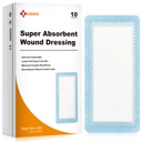 Carbou Super Absorbent Wound Dressing Pads 4 "x 8", 10 Pacote Individual, Bandagens Absorbentes Não Adesivas para Cuidado de Feridas, Macio Altamente Absorbent Dressing, Não Stick Gauze Pads para Feridas