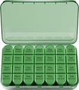 Organizador de comprimidos semanal Odaro 4 vezes por dia, Caixa de comprimidos diária 7 dias, Caso de comprimidos de viagem grande com 28 compartimentos para segurar a medicina, vitamina e suplemento - Oliva completa