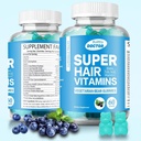 Super Biotin chicletes para cabelos, pele e unhas - Vegan Vitaminas para homens e mulheres, Suporta crescimento mais rápido do cabelo e unhas mais fortes - Força extra