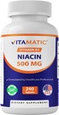 Niacina Vitamática (Vitamina B3) 500mg, Libertação Mantida, 240 Comprimidos - Não-GMO & Gluten Free