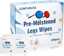 200 Contagem Lens Limpeza Wipes-Pre-Molhado individualmente envolto Eyeglass Wipes Limpador de tela óptica Streak Livre Secagem Rápida