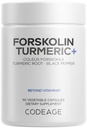 Codeage Forskolin, Pure Forskolin Coleus + Pó orgânico de raiz cúrmica, 95% Curcuminóides + Pimenta preta bioperina - 20% Suplemento padrão Coleus Forskohlii - Não-GMO - 90 Cápsulas