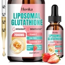 Suplemento de Glutationa lipossómica 2000mg, gotas de Glutationa líquida com vitamina C, antioxidantes mestre para o sistema imunológico, defesa do envelhecimento, saúde da pele, desintoxicação do fígado-absorção superior, morango 2 Fl Oz