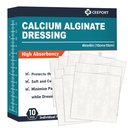 Alginato de cálcio Alginate Dressing Pads, 4'' x 4'' Patches [10 Pacote Individual], Alta Absorbência Dressing, Produtos de cuidados suaves da ferida, Pads Confortáveis e suaves e não vara para cuidados com feridas