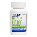 HealthA2Z® Mucus Relief . Guaifenesin 400mg . Expectante de liberação imediata . . Congestão de tórax e alívio de muco .. 150 comprimidos