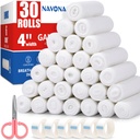 Navona Gauze Rolls 30 Pack, 4 em x 4,1 jardas, Gaze laminado individualmente, Mommy Wrap, Premium Gauzes Wrap Roll para feridas