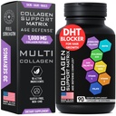 Age Defense Beauty Collagen Matrix - 2.000mg Multi Colágeno Biotina Queratina Ácido Hialurônico Serra Palmetto Complexo Suplemento Vitamina C - DHT Blocker para homens e mulheres para o crescimento do cabelo - 90 tampas sem glúten