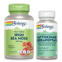 SOLARAY Irish Sea Moss 500mg e Nattokinase Serrapeptase Supplement - Wellness Bundle com Vitaminas Naturalmente Ocorrentes, Minerais - Gut Health, Sinus, Apoio à Saúde do Coração, 60 dias de garantia, 100/30ct