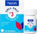 Hyland's Cell Salt No. 3 Calc Sulph 6X comprimidos, alívio frio, alívio homeopático natural de resfriados, garganta dolorida, Acne, rápida dissolução comprimidos, 100 contagem