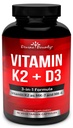 Vitamina K2 (MK7 & MK4) com suplemento D3 - Vitamina K & D como MK-7 100mcg, MK-4 500mcg, e 5000 UI de vitamina D3 3-em-1 Fórmula - Suporte ósseo e cardíaco - 90 Cápsulas Vegetarianas Não-GMO