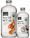 Força natural C8 orgânico puro + Espectro completo orgânico MCT Óleo – USDA Orgânico, Não OGM, 100% puro coco MCTs – Keto, Paleo, Vegan, e Kosher – 32 Oz & 16 Oz Garrafas de vidro