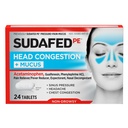 Congestão de Cabeças de PE Sudadas + Tablets de Alívio de Muco para Pressão do Sino, Congestão e Dor de cabeça, Descongestionante Não Afogado com Acetaminofeno, Guaifenesina e fenilefrina HCI, 24 ct