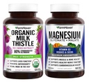 FarmHaven Milk Thistle Cápsulas & Magnésio Glicinato & Malato Complexo w/Vitamina D3