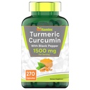 Cápsulas de Curcumina Turmérica com Pimenta Preta 1500 MG - 270 Cápsulas Tamanho em massa - 3 Mês de Abastecimento!