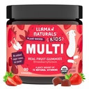 Llama Naturals Kids Multivitamin Gummies, Vegan, Orgânico com vitamina D, C & K, Toddler verdadeira frutas vitaminas Gummy, Suplemento mastigável, Multivitamin de alimentos inteiros, Não adicionado cana de açúcar, Morango, 90 Ct