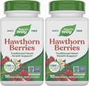 Nature's Way Herbal Hawthorn Berries, Apoio tradicional à saúde do coração*, 100 cápsulas Vegan (Pacote de Maio Vary) (Pacote de 2)