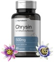 Horbäach Chrysin Supplement 500mg 60 Cápsulas Passion Flower Extract □ Não-GMO, Suplemento sem glúten