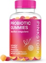 Pastilhas Probióticas de Cegonha Rosa para Mulheres Pré-Natais e Pós-Natais - Probióticos para Digestão, Doente Manhã, Equilíbrio de pH, Gut Saúde, Suporte Imune - 60 Probióticos Livres de Açúcar - 5 bilhões de UFC