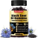 Gummies de óleo de semente preta com 1000mg de óleo de semente preta orgânica, 25mg de extrato de mel de colza, vitamina B6,B12 e zinco para suporte do sistema imunológico (60 chicletes) (60 contagem)
