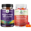 Pacote de Pure Magnesium Glycinate 400mg por serviço para sono de humor e relaxamento e pastilhas de vitamina D3 para bem-estar diário ou músculo ósseo e suporte imunológico
