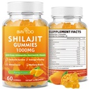 Shilajit Gummies 1000mg Grátis Açúcar - Suplemento Shilajit para homens e mulheres - Alta em 85+ Trace Minerals & Ácido Fulvico - Energia, Cérebro, Imunidade - 60 Gummies