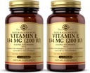 SOLGAR Vitamina E 200 UI - 100 Softgels, Pacote de 2 - Antioxidante Natural, Suporte do Sistema Imune - Gluten Free, Dairy Free - 200 Total Servings