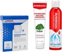 AMERIGEL Pacote de primeiros socorros total - 1 oz. Dressing de ferida de hidrogel, 7.1 oz. Lavagem de ferida salina, 2x2 Vestido de gaze bordado