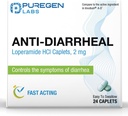 Puregen Labs Anti-Diarreia Caplets - 24 Contagem - 2 mg Hidrocloreto de Loperamida - Pílulas anti-Diarreia de fácil lavagem - Diarreia e alívio estomacal - Sintomas de controle da Diarreia