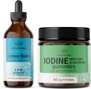 HERBAMA Limão Balm e Iodine Kit - pacote de limão Balm Tintura 4 fl oz & Potássio Iodine Gummies - Vegan, Não-GMO, Álcool & Gelatina-Free - 2 Pack