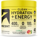 Hidratação limpa da subida + Eletrólitos de Energia Pó - 100mg Cafeína, Eletrolitos 400mg, Sem Ingredientes Artificiais, Citrus 40 Servings